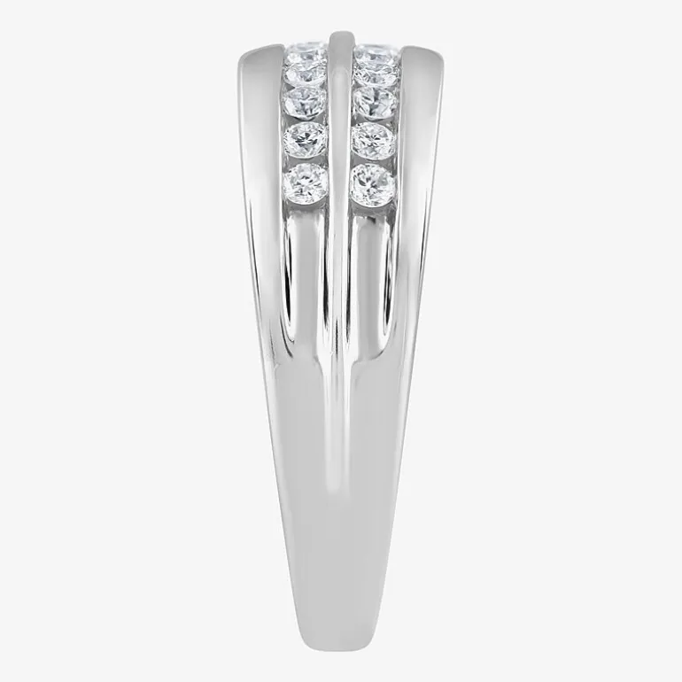 (G / Si1-Si2) Mens 1/2 CT. T.W. Lab Grown White Diamond Sterling Silver Anniversary Wedding Band