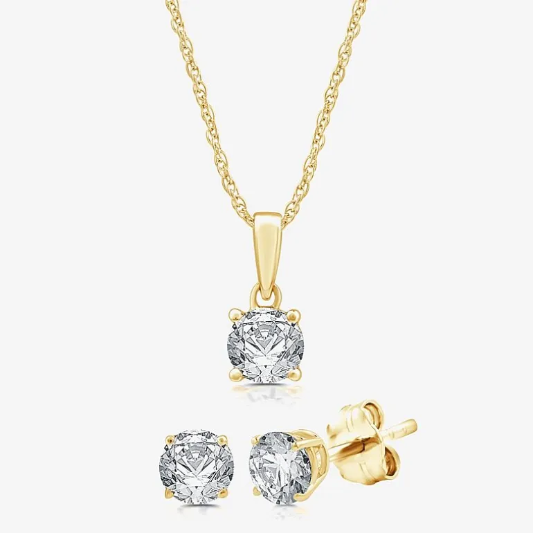G, Si1-Si2 Womens 2 CT. Lab Grown White Diamond Sterling Silver OR 14K Gold over Silver 2-pc. Jewelry Set