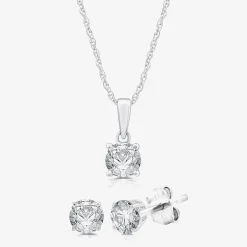 G, Si1-Si2 Womens 2 CT. Lab Grown White Diamond Sterling Silver OR 14K Gold over Silver 2-pc. Jewelry Set