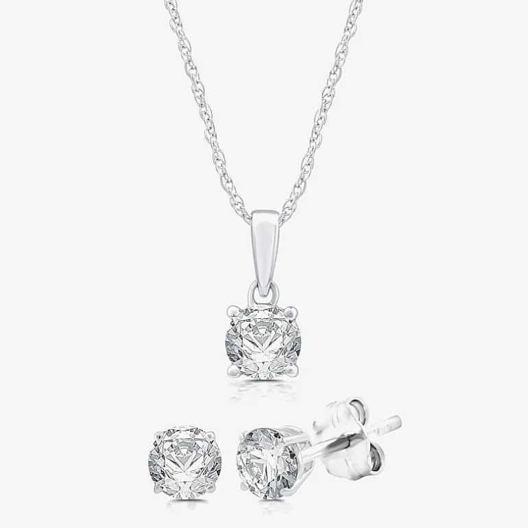G, Si1-Si2 Womens 2 CT. Lab Grown White Diamond Sterling Silver OR 14K Gold over Silver 2-pc. Jewelry Set