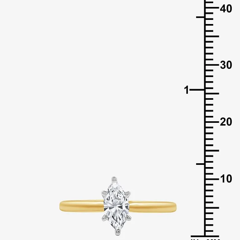 (G / Si1-Si2) Womens 3/4 CT. Lab Grown White Diamond 10K Gold Marquise Solitaire Engagement Ring