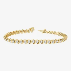 (G / Si1-Si2) Womens 4 CT. T.W. Lab Grown White Diamond 14K Gold Over Silver 7.5 Inch Tennis Bracelet