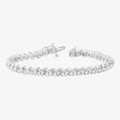 (G / Si1-Si2) Womens 4 CT. T.W. Lab Grown White Diamond 14K Gold Over Silver 7.5 Inch Tennis Bracelet
