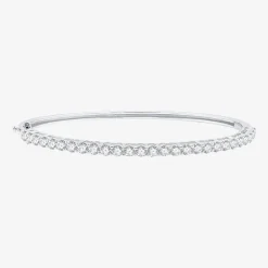 (G / Si1-Si2) Womens 3 CT. T.W. Lab Grown White Diamond Sterling Silver Round Bangle Bracelet