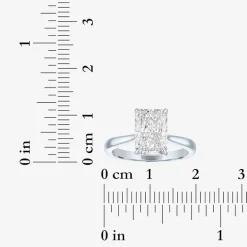 (G / Si1-Si2) Womens 3 CT. T.W. Lab Grown White Diamond Sterling Silver Rectangular Engagement Ring