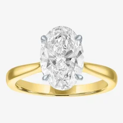 (G / Si1-Si2) Womens 3 CT. T.W. Lab Grown White Diamond Sterling Silver Oval Engagement Ring