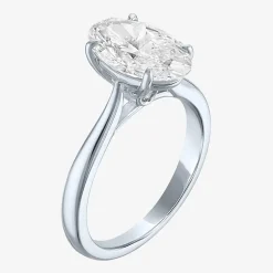 (G / Si1-Si2) Womens 3 CT. T.W. Lab Grown White Diamond Sterling Silver Oval Engagement Ring