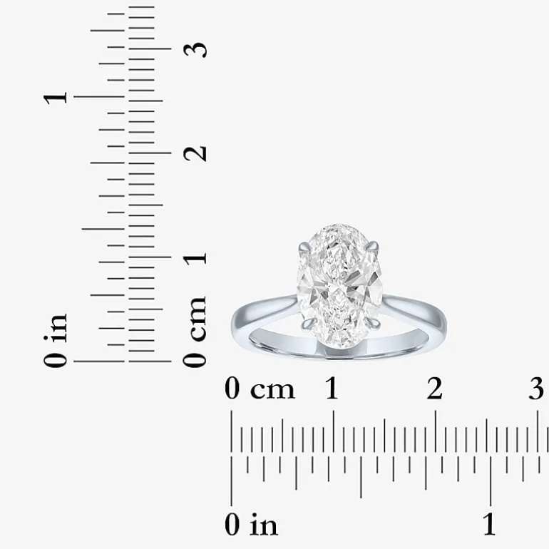 (G / Si1-Si2) Womens 3 CT. T.W. Lab Grown White Diamond Sterling Silver Oval Engagement Ring