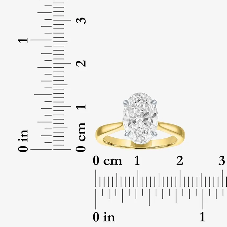 (G / Si1-Si2) Womens 3 CT. T.W. Lab Grown White Diamond Sterling Silver Oval Engagement Ring