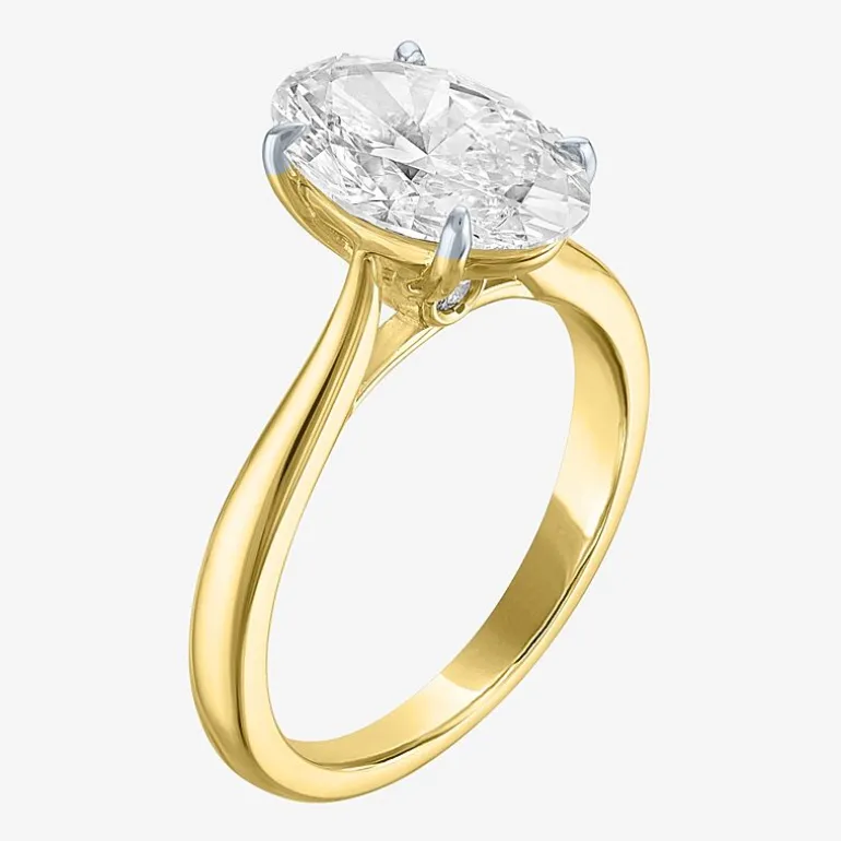 (G / Si1-Si2) Womens 3 CT. T.W. Lab Grown White Diamond Sterling Silver Oval Engagement Ring