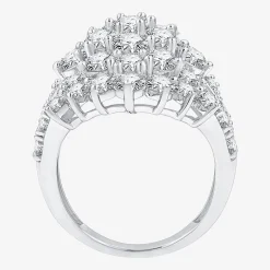 (G, Si1-Si2) Womens 5 CT. T.W. Lab Grown White Diamond Sterling Silver Cluster Cocktail Ring