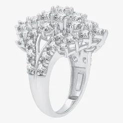 (G, Si1-Si2) Womens 5 CT. T.W. Lab Grown White Diamond Sterling Silver Cluster Cocktail Ring
