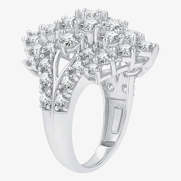 (G, Si1-Si2) Womens 5 CT. T.W. Lab Grown White Diamond Sterling Silver Cluster Cocktail Ring