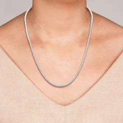 (G / Si1-Si2) Womens 3 CT.T.W. Lab Grown White Diamond Sterling Silver 18 Inch Tennis Necklace
