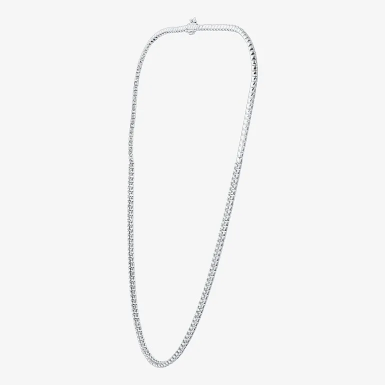 (G / Si1-Si2) Womens 3 CT.T.W. Lab Grown White Diamond Sterling Silver 18 Inch Tennis Necklace