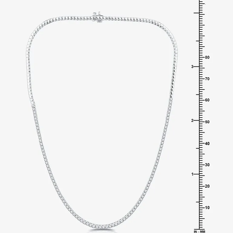 (G / Si1-Si2) Womens 3 CT.T.W. Lab Grown White Diamond Sterling Silver 18 Inch Tennis Necklace