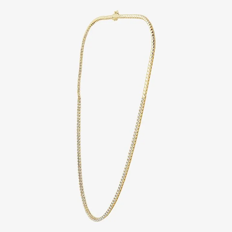 (G / Si1-Si2) Womens 3 CT.T.W. Lab Grown White Diamond Sterling Silver 18 Inch Tennis Necklace