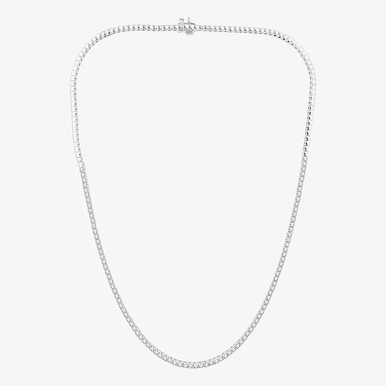 (G / Si1-Si2) Womens 3 CT.T.W. Lab Grown White Diamond Sterling Silver 18 Inch Tennis Necklace