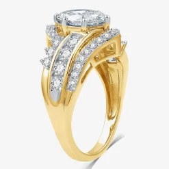 (G, Si1-Si2) Womens 2 CT. T.W. Lab Grown White Diamond 10K Gold Marquise Side Stone Cocktail Ring