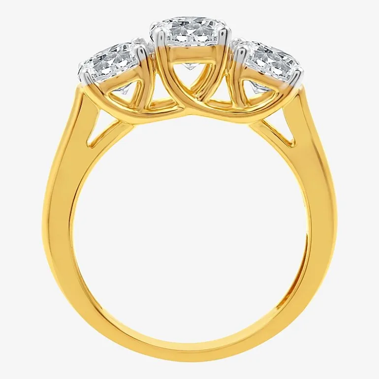 (G / SI1-SI2) Womens 2 1/4 CT. T.W. Lab Grown White Diamond 10K Gold Round 3-Stone Engagement Ring