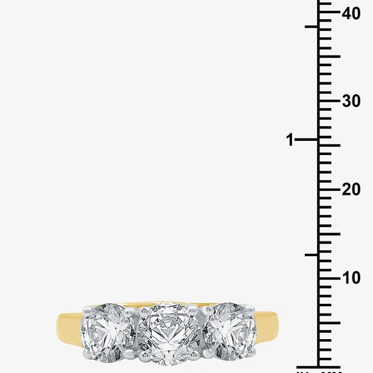 (G / SI1-SI2) Womens 2 1/4 CT. T.W. Lab Grown White Diamond 10K Gold Round 3-Stone Engagement Ring