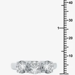 (G / SI1-SI2) Womens 2 1/4 CT. T.W. Lab Grown White Diamond 10K Gold Round 3-Stone Engagement Ring