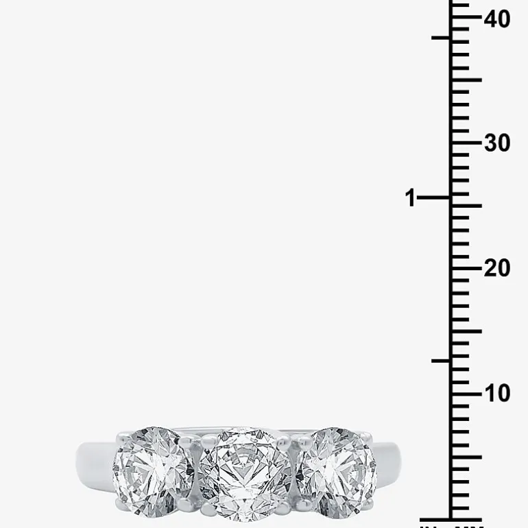 (G / SI1-SI2) Womens 2 1/4 CT. T.W. Lab Grown White Diamond 10K Gold Round 3-Stone Engagement Ring