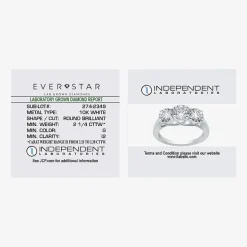 (G / SI1-SI2) Womens 2 1/4 CT. T.W. Lab Grown White Diamond 10K Gold Round 3-Stone Engagement Ring