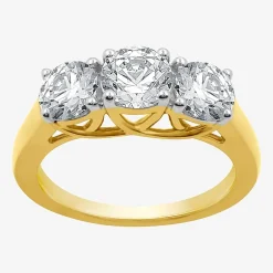 (G / SI1-SI2) Womens 2 1/4 CT. T.W. Lab Grown White Diamond 10K Gold Round 3-Stone Engagement Ring