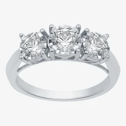 (G / SI1-SI2) Womens 1 CT. T.W. Lab Grown White Diamond 10K Gold Round 3-Stone Engagement Ring