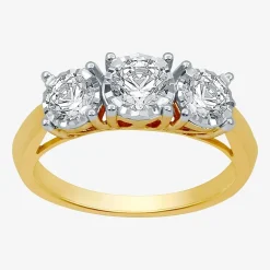 (G / SI1-SI2) Womens 1 CT. T.W. Lab Grown White Diamond 10K Gold Round 3-Stone Engagement Ring