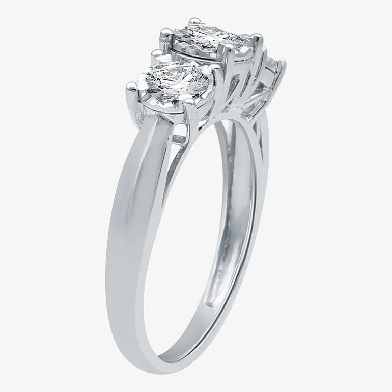 (G / SI1-SI2) Womens 1 CT. T.W. Lab Grown White Diamond 10K Gold Round 3-Stone Engagement Ring