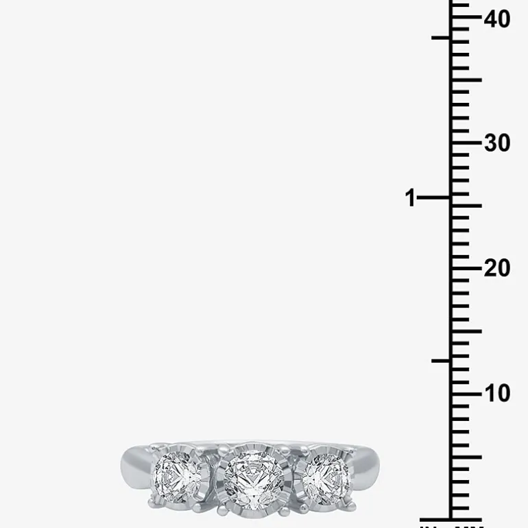 (G / SI1-SI2) Womens 1 CT. T.W. Lab Grown White Diamond 10K Gold Round 3-Stone Engagement Ring