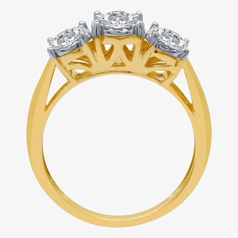 (G / SI1-SI2) Womens 1 CT. T.W. Lab Grown White Diamond 10K Gold Round 3-Stone Engagement Ring