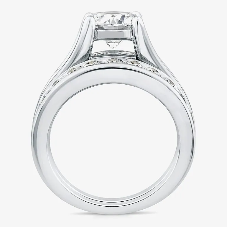 (G / Si1-Si2) Womens 4 CT. T.W. Lab Grown White Diamond 10K Gold Round Side Stone Bridal Set