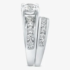 (G / Si1-Si2) Womens 4 CT. T.W. Lab Grown White Diamond 10K Gold Round Side Stone Bridal Set