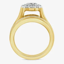 (G / Si1-Si2) Womens 3 CT. T.W. Lab Grown White Diamond 10K Gold Round Side Stone Halo Bridal Set
