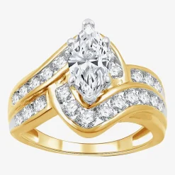 (G, Si1-Si2) Womens 2 CT. T.W. Lab Grown White Diamond 10K Gold Solitaire Side Stone Engagement Ring