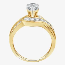 (G, Si1-Si2) Womens 2 CT. T.W. Lab Grown White Diamond 10K Gold Solitaire Side Stone Engagement Ring