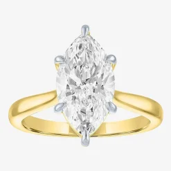 (G / Si1-Si2) Womens 3 CT. T.W. Lab Grown White Diamond Marquise Solitaire 3-Stone Engagement Ring