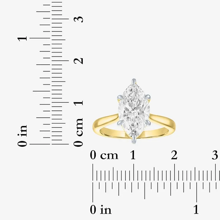 (G / Si1-Si2) Womens 3 CT. T.W. Lab Grown White Diamond Marquise Solitaire 3-Stone Engagement Ring