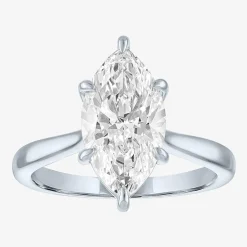(G / Si1-Si2) Womens 3 CT. T.W. Lab Grown White Diamond Marquise Solitaire 3-Stone Engagement Ring