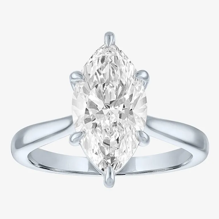 (G / Si1-Si2) Womens 3 CT. T.W. Lab Grown White Diamond Marquise Solitaire 3-Stone Engagement Ring