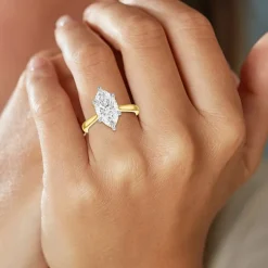 (G / Si1-Si2) Womens 3 CT. T.W. Lab Grown White Diamond Marquise Solitaire 3-Stone Engagement Ring