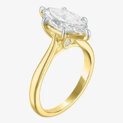 (G / Si1-Si2) Womens 3 CT. T.W. Lab Grown White Diamond Marquise Solitaire 3-Stone Engagement Ring