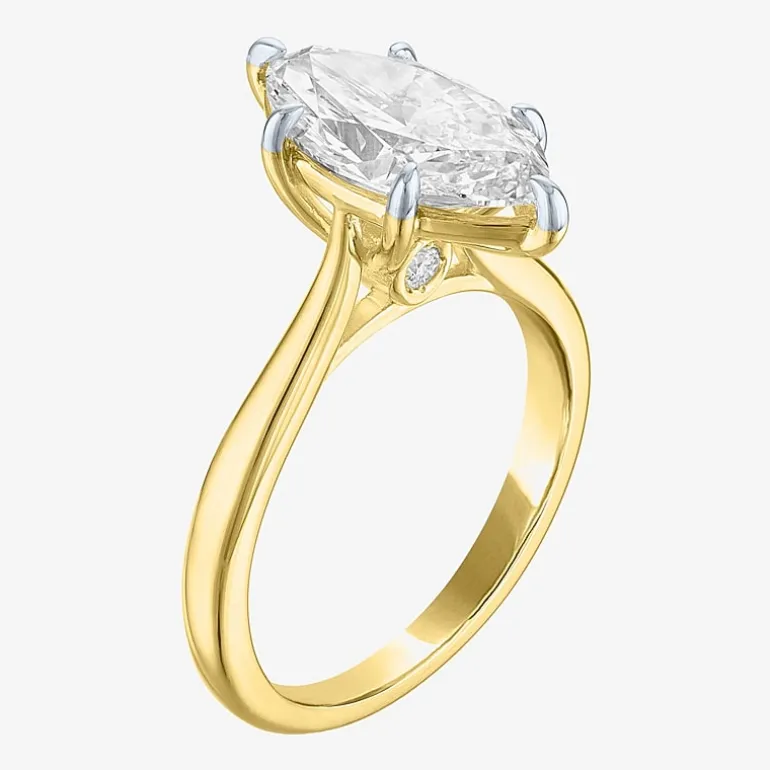 (G / Si1-Si2) Womens 3 CT. T.W. Lab Grown White Diamond Marquise Solitaire 3-Stone Engagement Ring