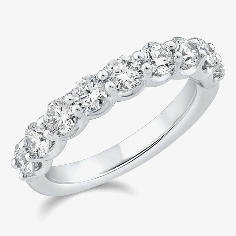 (G / Si1-Si2) Womens 5MM 1 1/2 CT. T.W. Lab Grown White Diamond 10K Gold Anniversary Wedding Band