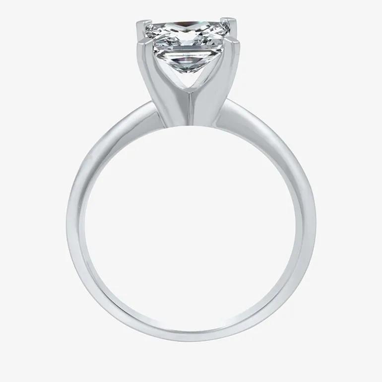 (G / SI2) Womens 2 CT. Lab-Grown White Diamond 14K Gold Princess-cut Solitaire Engagement Ring