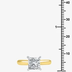 (G / SI2) Womens 2 CT. Lab-Grown White Diamond 14K Gold Princess-cut Solitaire Engagement Ring