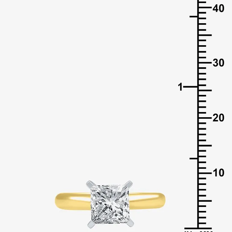 (G / SI2) Womens 2 CT. Lab-Grown White Diamond 14K Gold Princess-cut Solitaire Engagement Ring